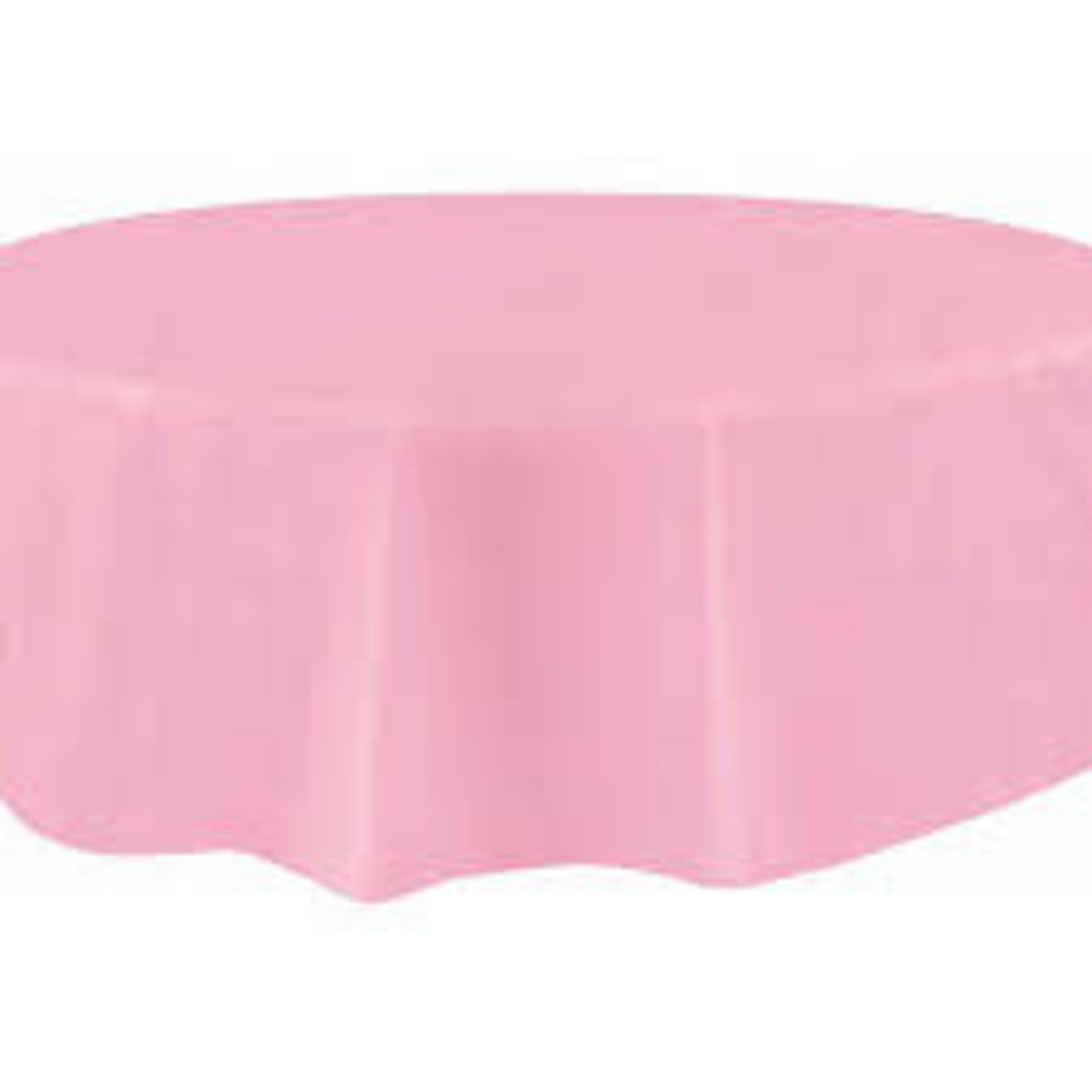 Lovely Pink Solid Round Plastic Table Cover  84"