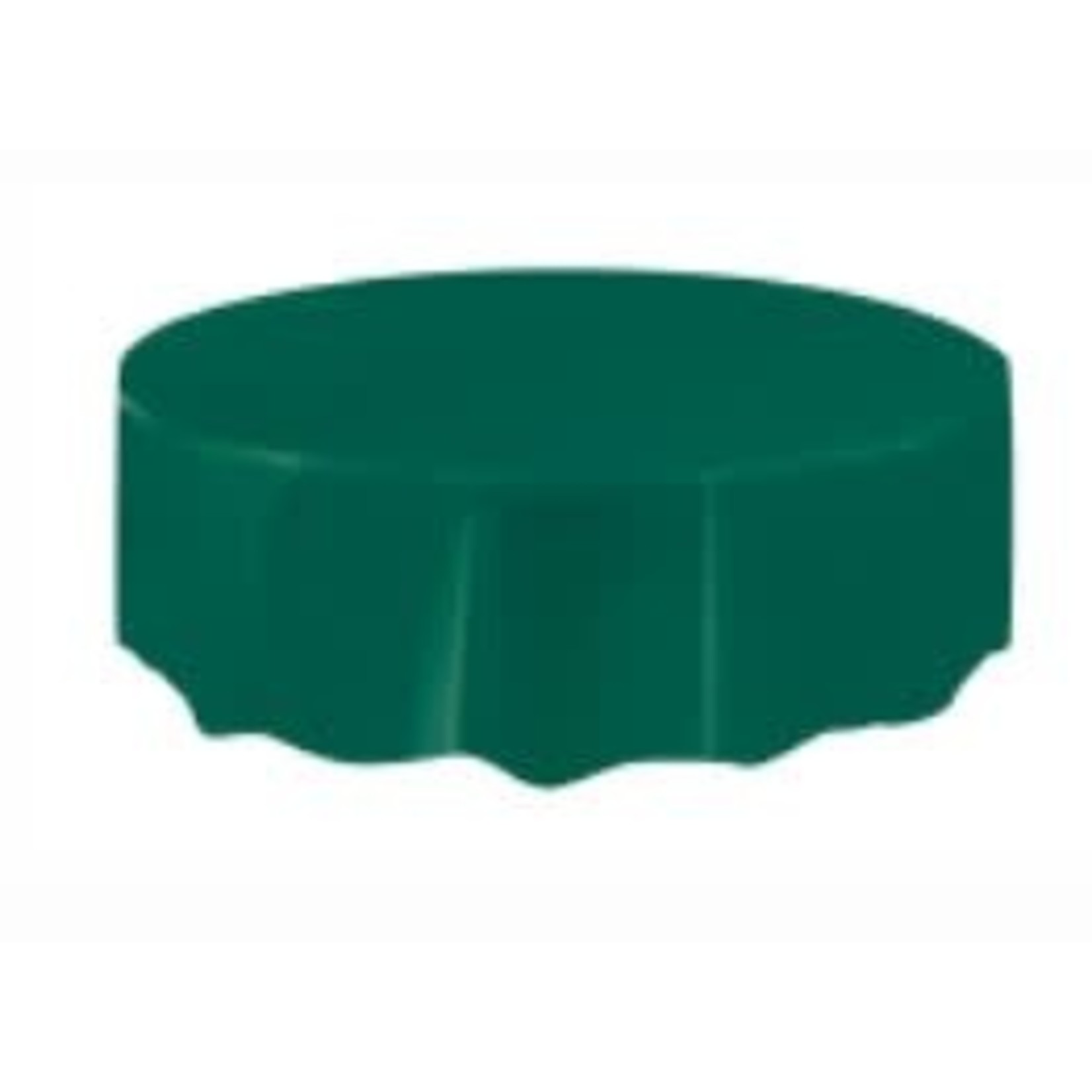 Forest Green Solid Round Plastic Table Cover  84"