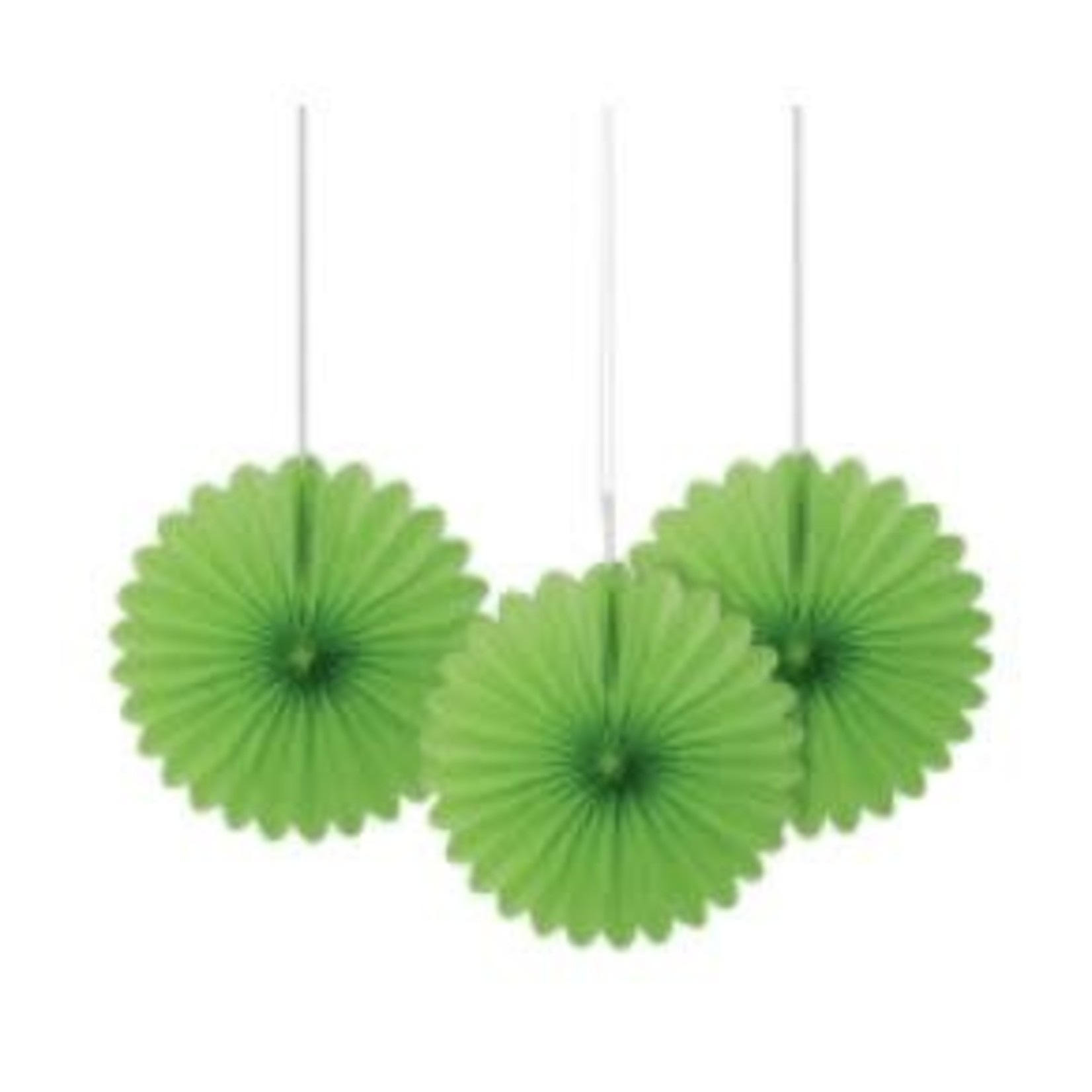 Lime Green Solid 6" Tissue Paper Fans  3ct