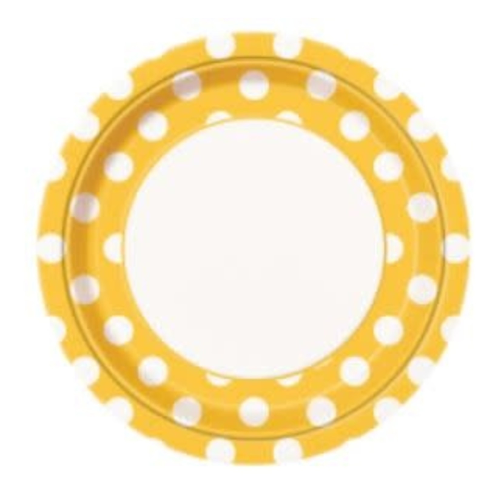 Sunflower Yellow Dots Round 9" Dinner Plates  8ct