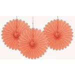 Coral Mini Decorative Fans 3ct