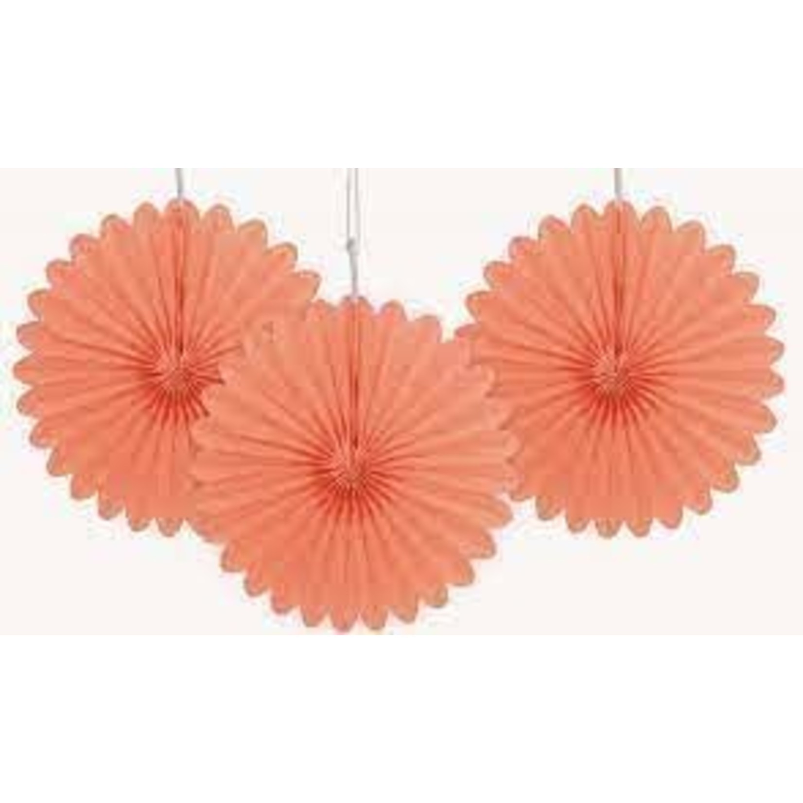Coral Mini Decorative Fans 3ct