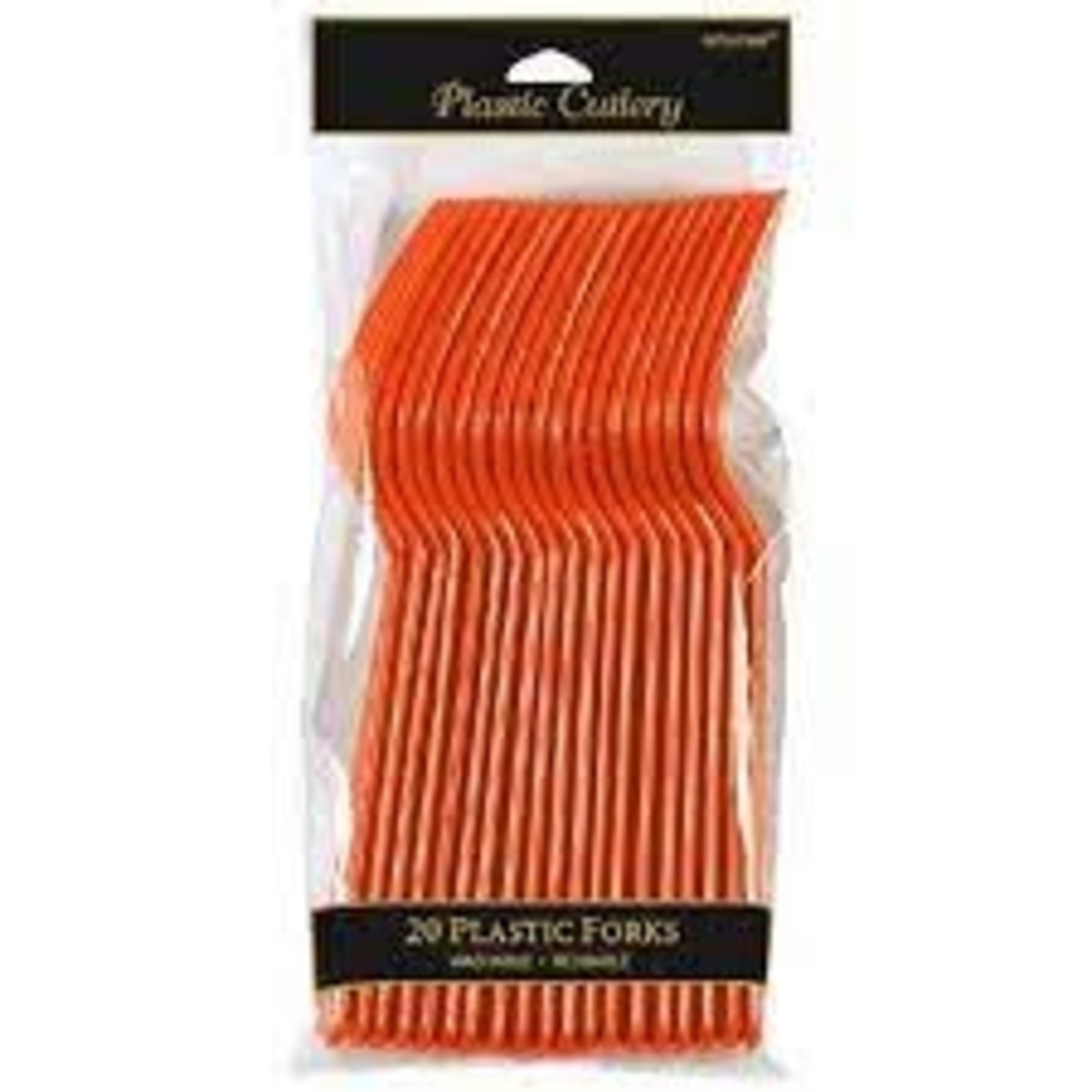 Orange Plastic Forks 20ct