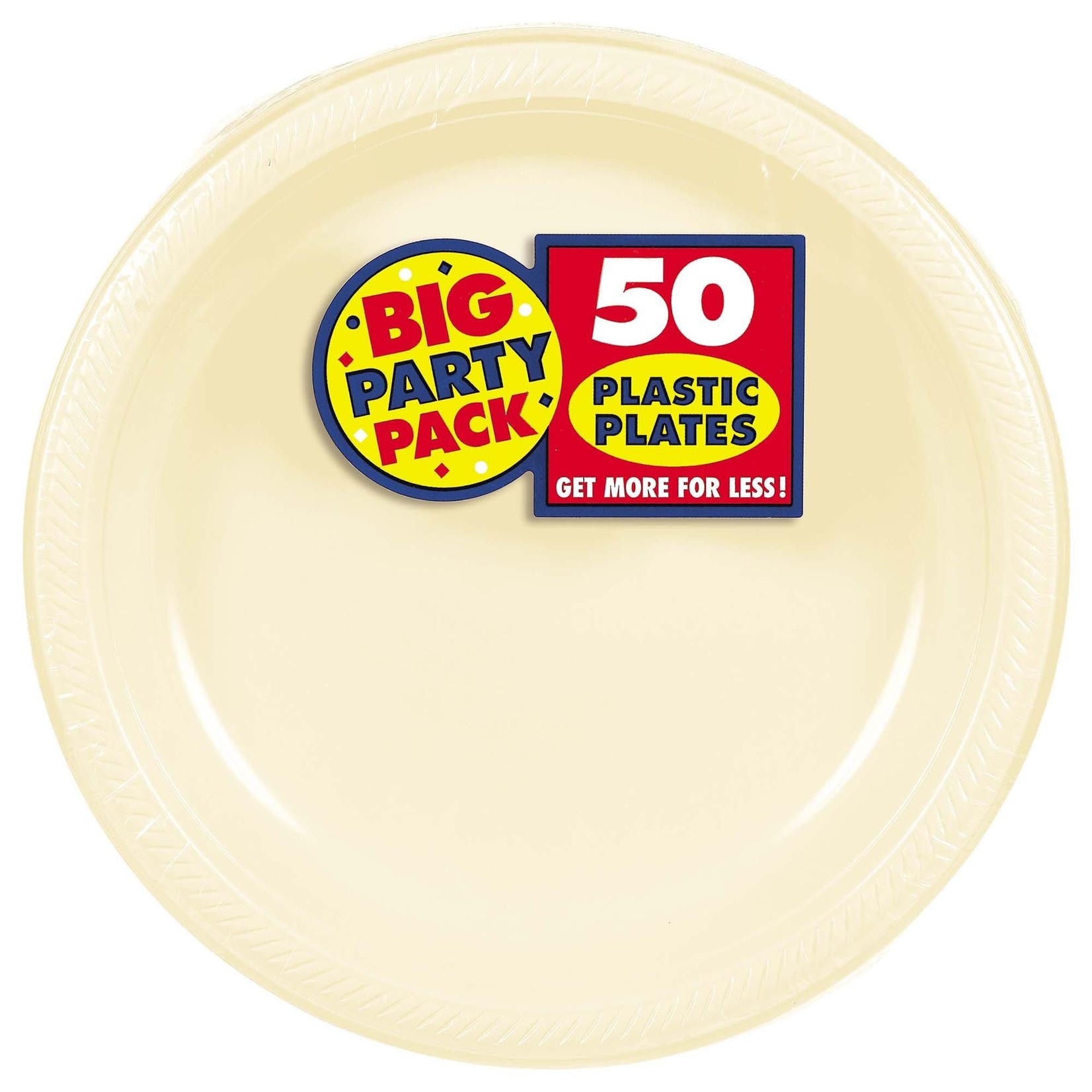 10" Round Plastic Plates, High Ct. - Vanilla Creme