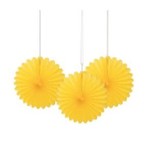 Sunflower Yellow Solid 6" Tissue Paper Fans  3ct