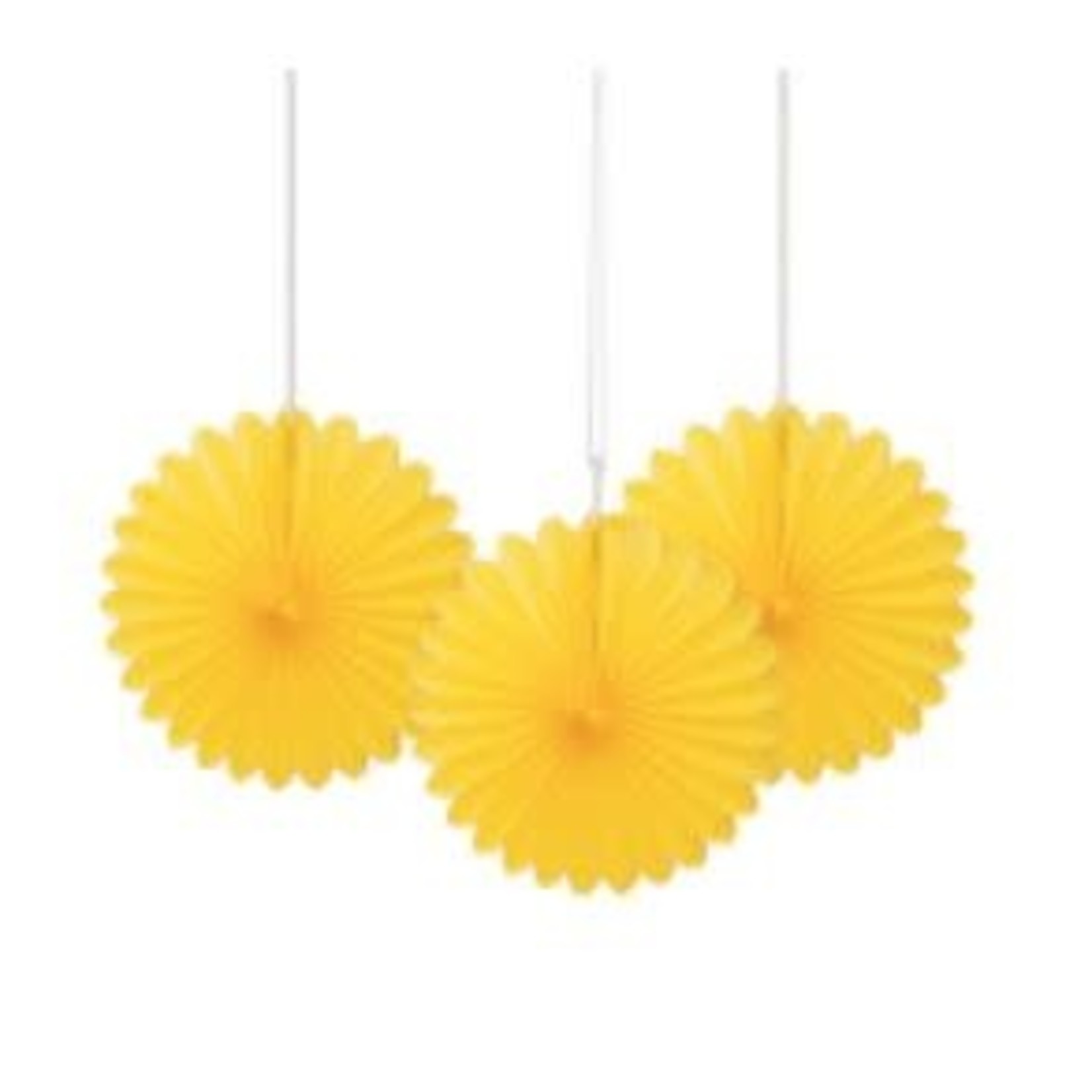 Sunflower Yellow Solid 6" Tissue Paper Fans  3ct