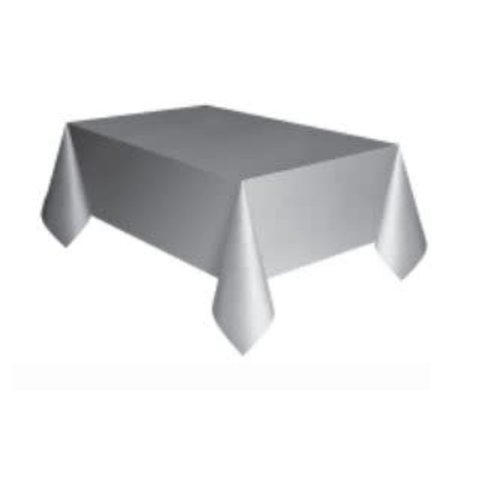 Silver Solid Rectangular Plastic Table Cover  54" x 108"