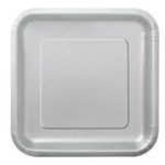 Silver Solid Square 7" Dessert Plates  16ct