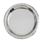 Silver Foil Round 9" Dinner Plates  8ct - Foil Board
