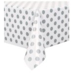 Silver Dots Rectangular Plastic Table Cover  54" x 108"