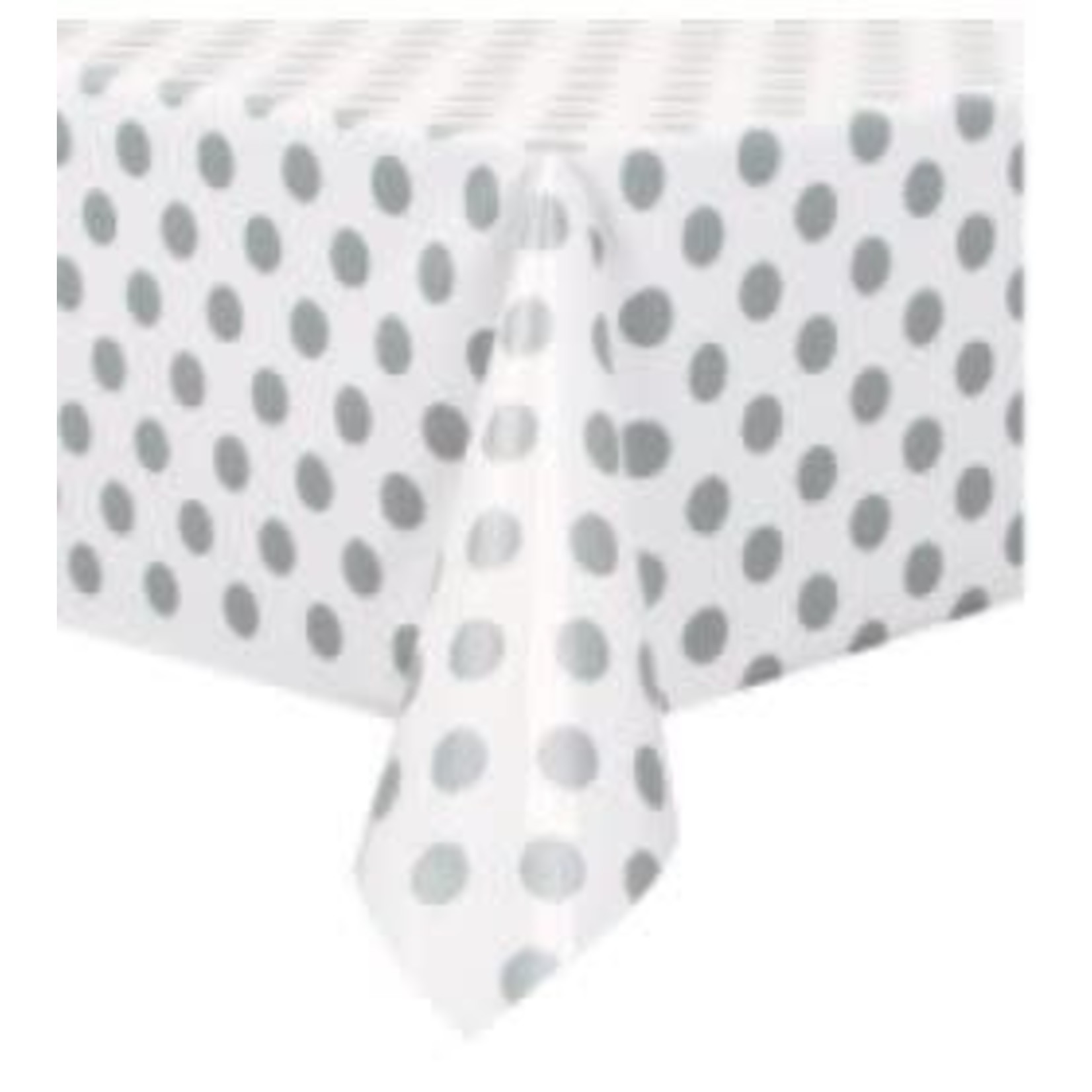 Silver Dots Rectangular Plastic Table Cover  54" x 108"