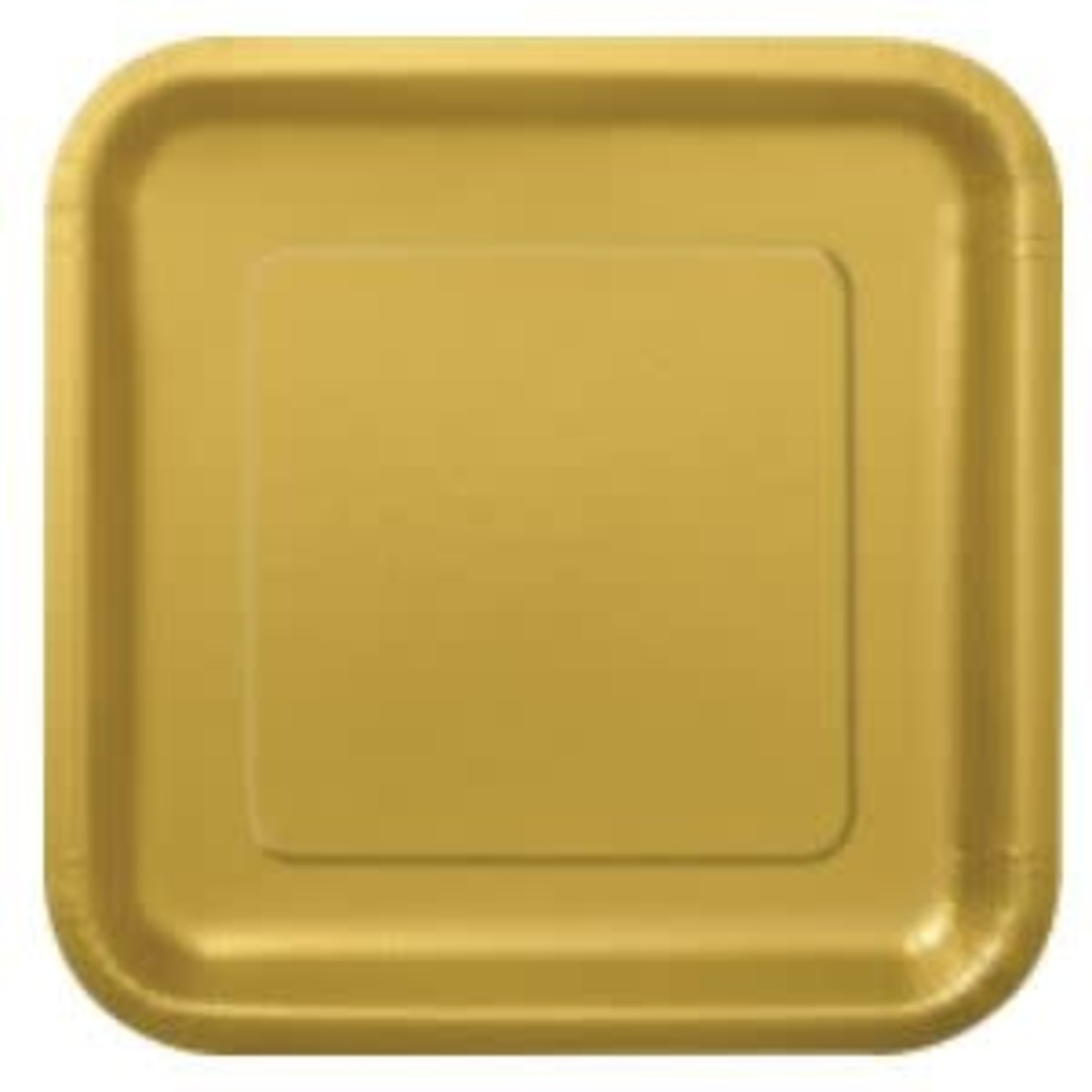 Gold Solid Square 9" Dinner Plates  14ct