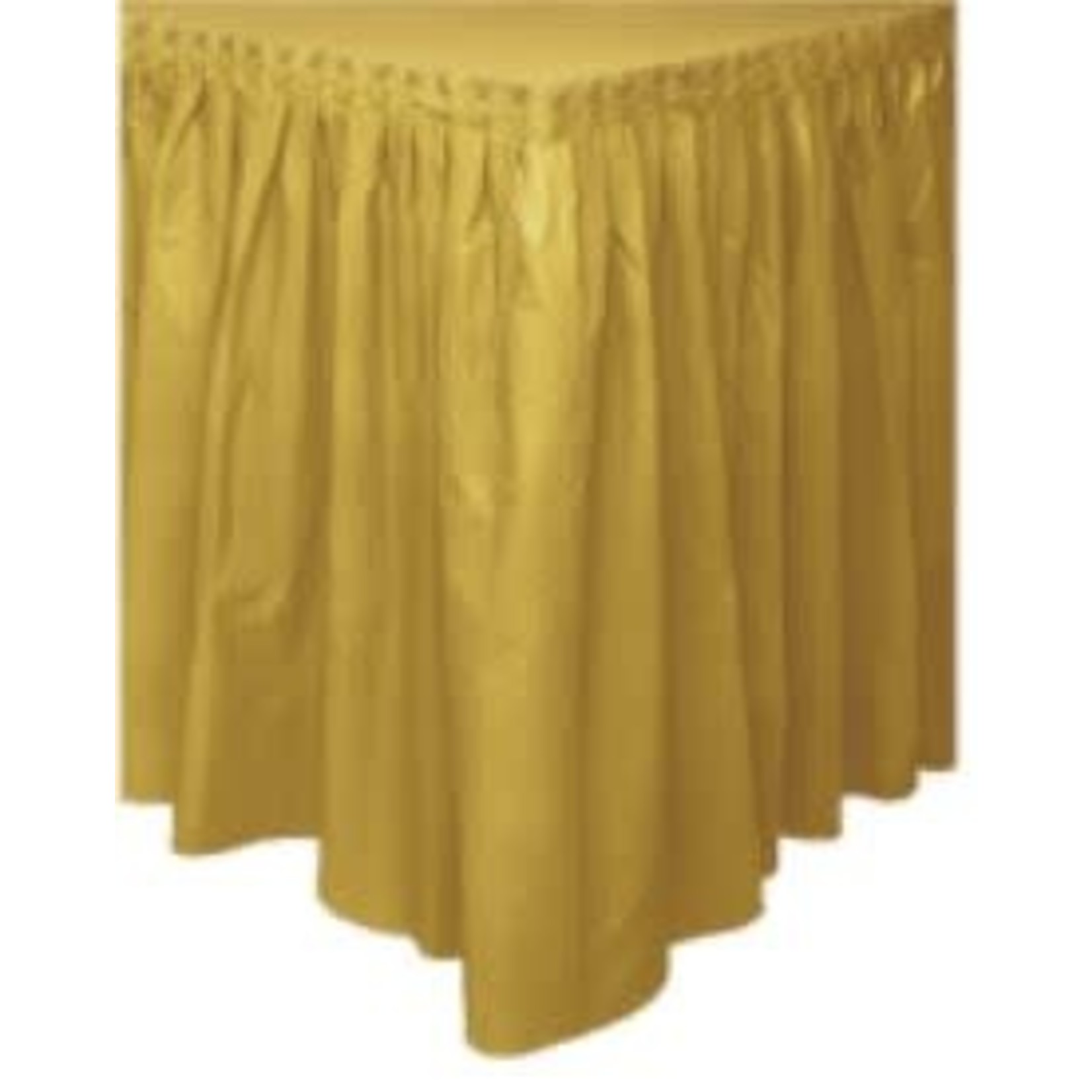 Gold Solid Plastic Table Skirt  29"x14ft