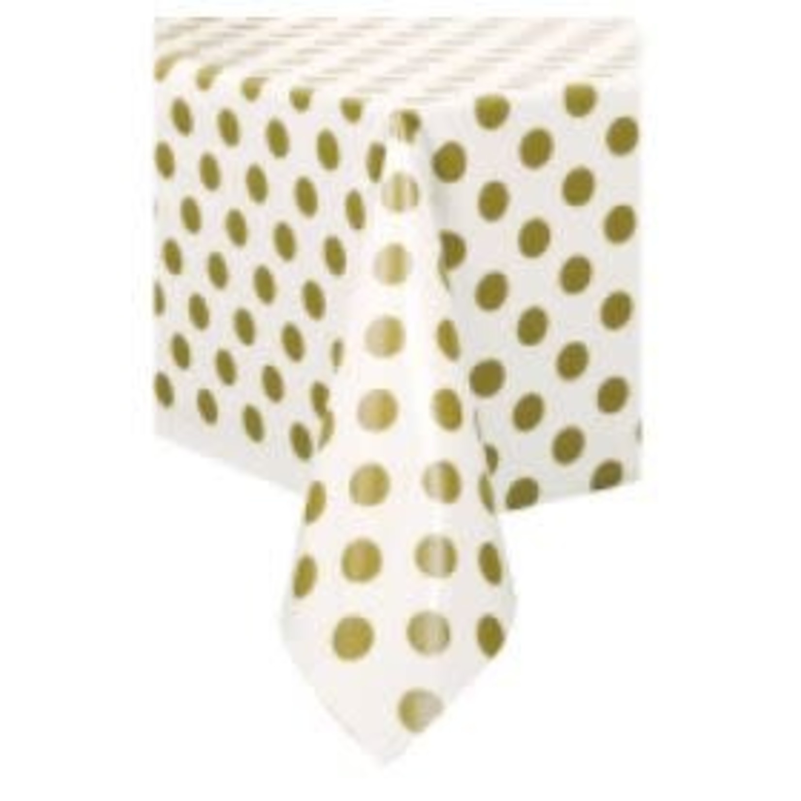 Gold Dots Rectangular Plastic Table Cover  54" x 108"