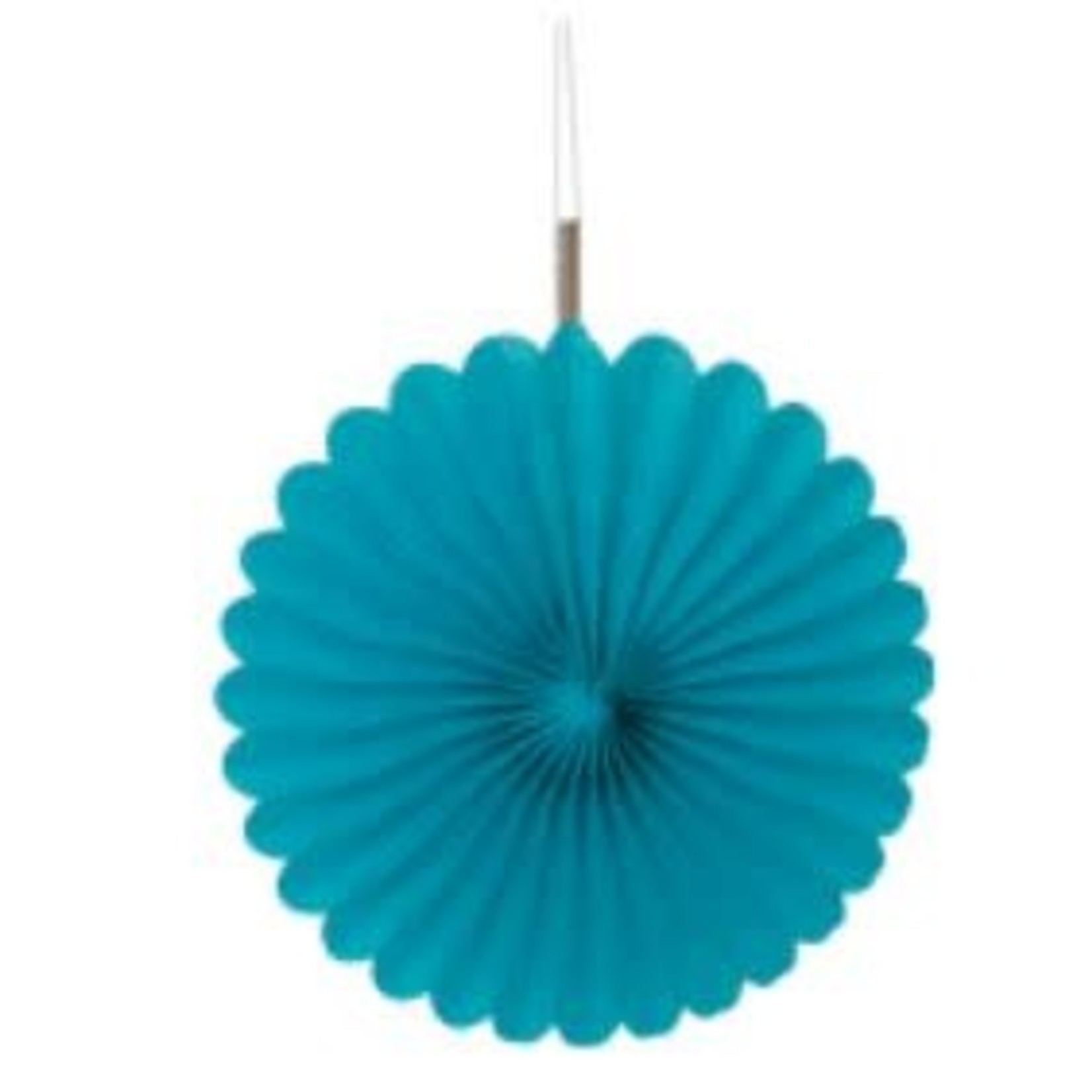 Caribbean Teal Solid 6" Tissue Paper Fans  3ct