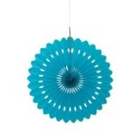 Caribbean Teal Solid 16" Tissue Paper Fan