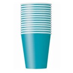 Caribbean Teal Solid 9oz Paper Cups  14ct