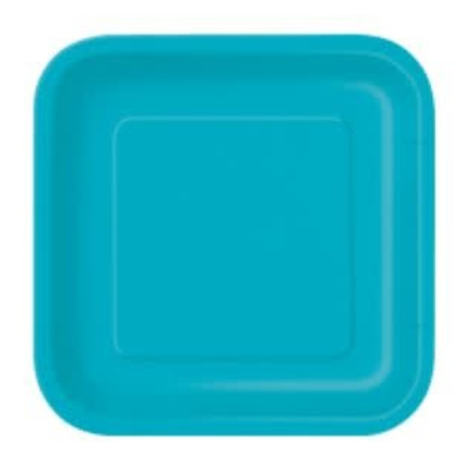Caribbean Teal Solid Square 7" Dessert Plates  16ct