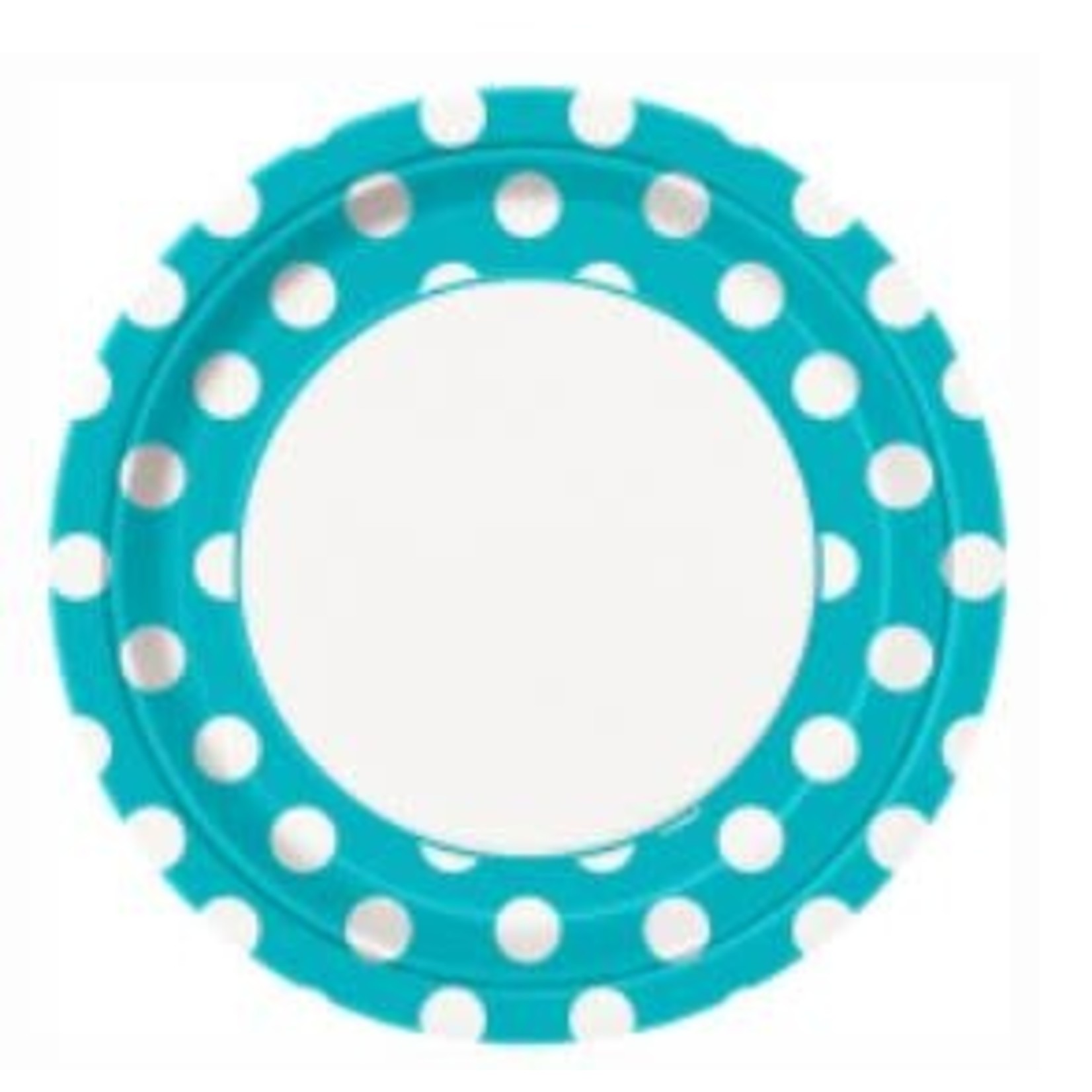 Caribbean Teal Dots Round 9" Dinner Plates  8ct