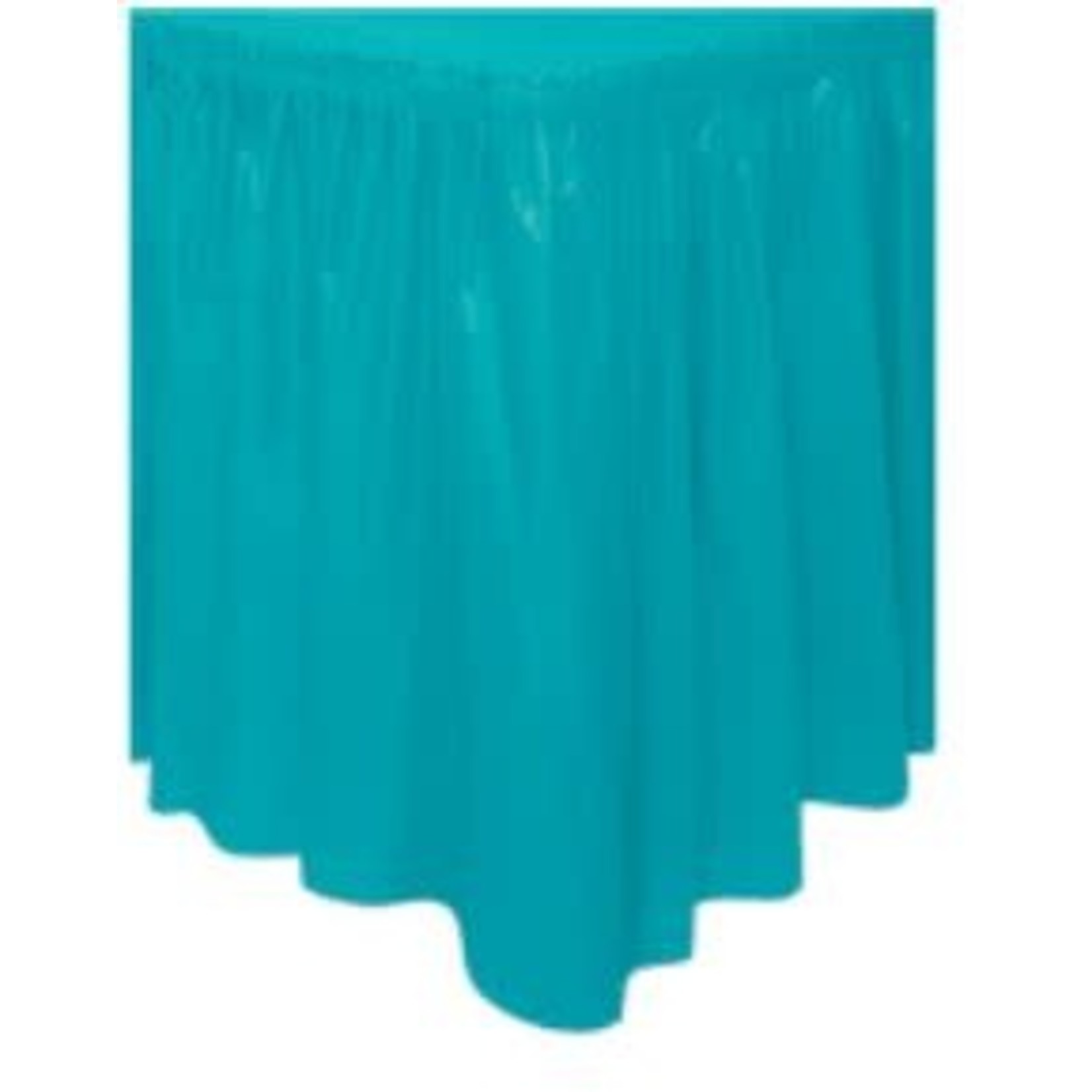 Caribbean Teal Solid Plastic Table Skirt  29"x14ft