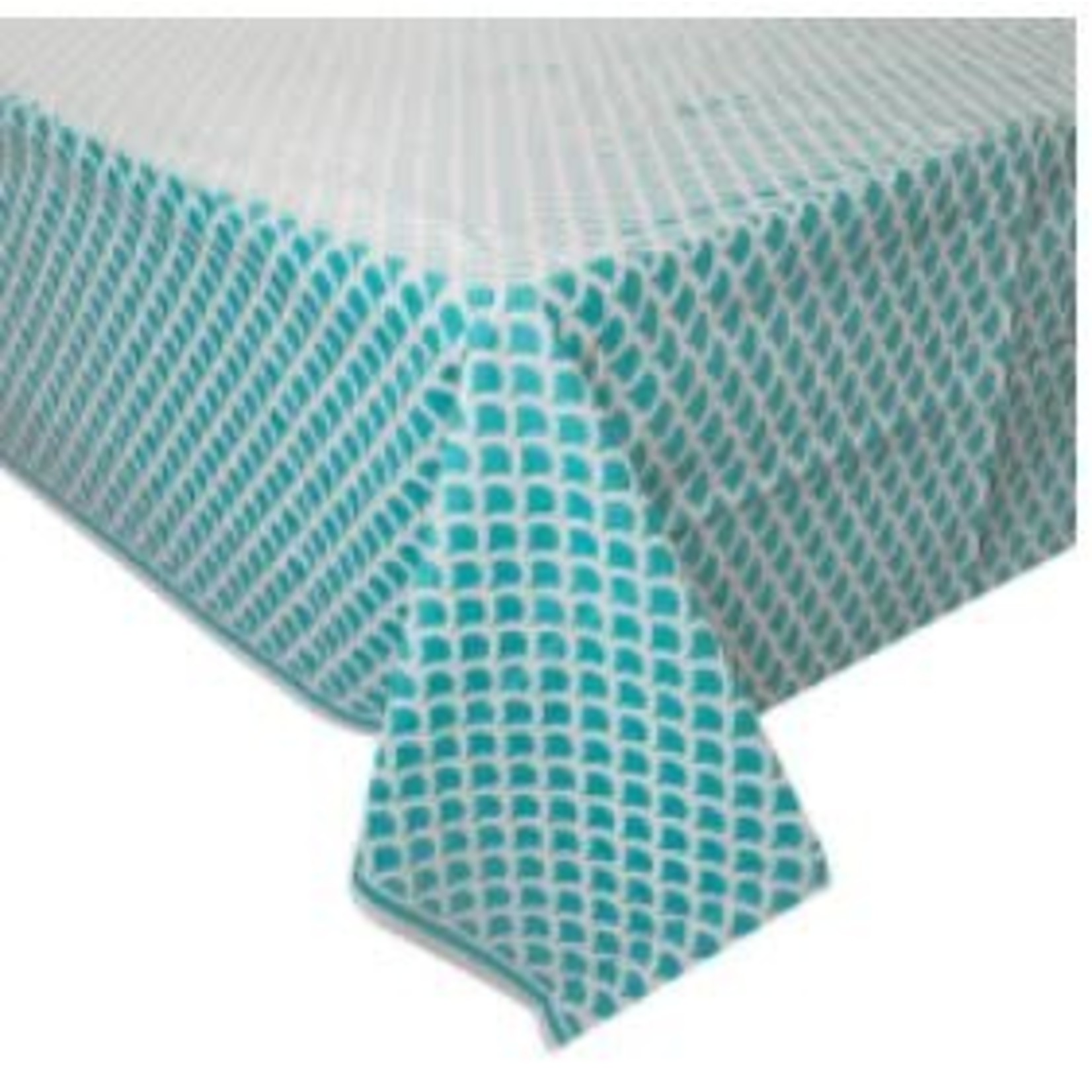 Caribbean Teal Scallop Rectangular Plastic Table Cover  54" x 108"