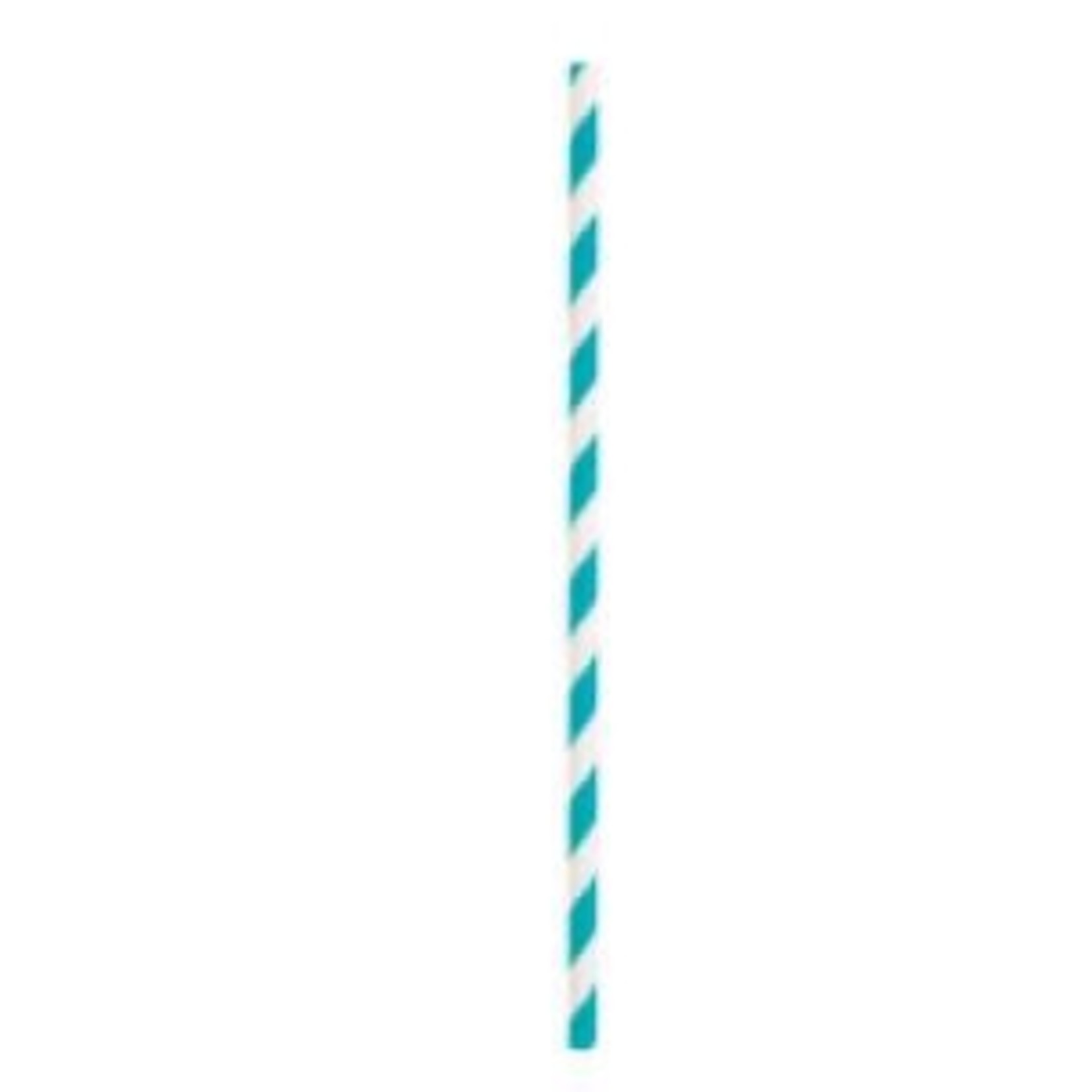 Caribbean Teal Striped Paper Straws  10ct