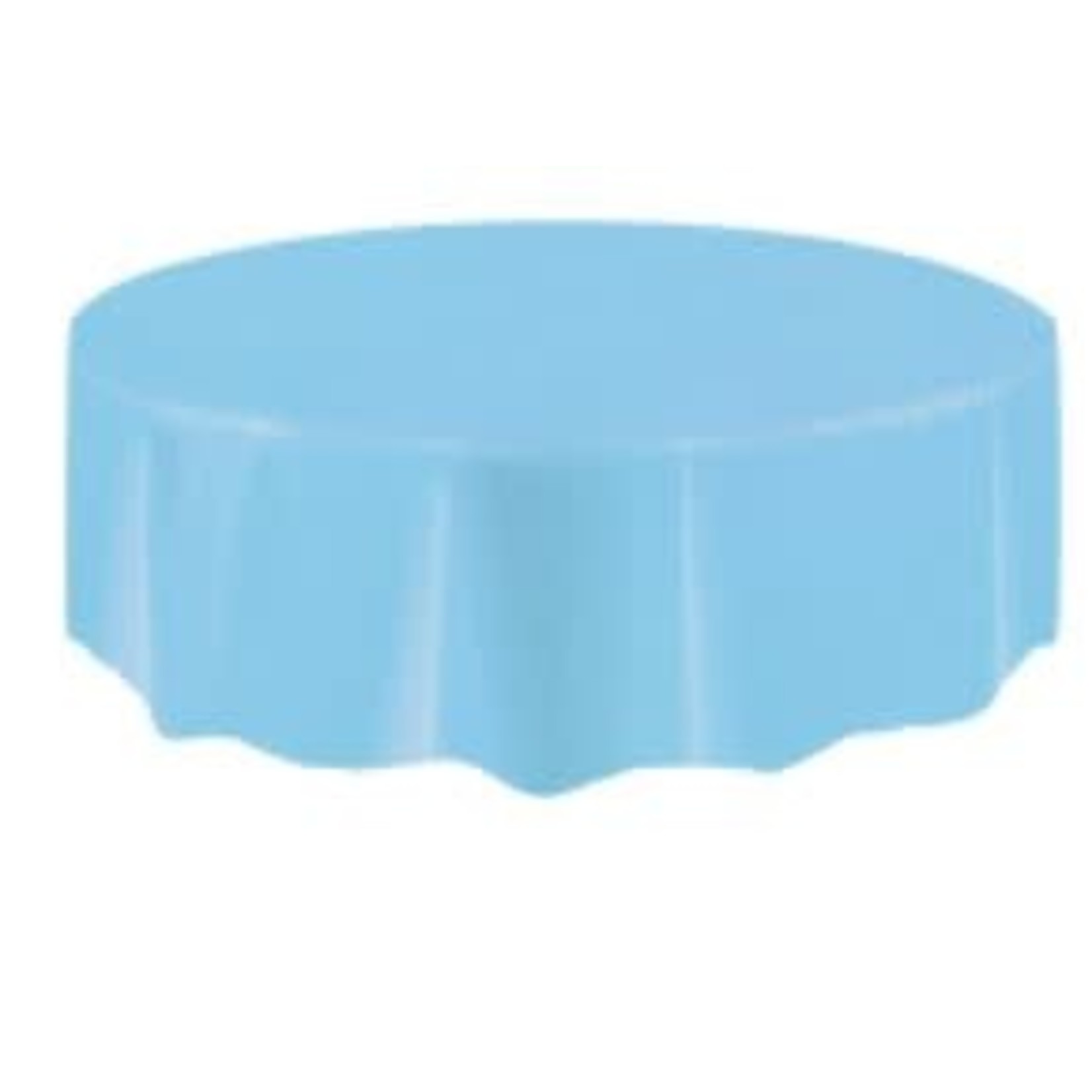 Powder Blue Solid Round Plastic Table Cover  84"