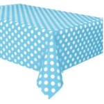 Powder Blue Dots Rectangular Plastic Table Cover  54" x 108"