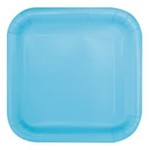 Powder Blue Solid Square 7" Dessert Plates  16ct