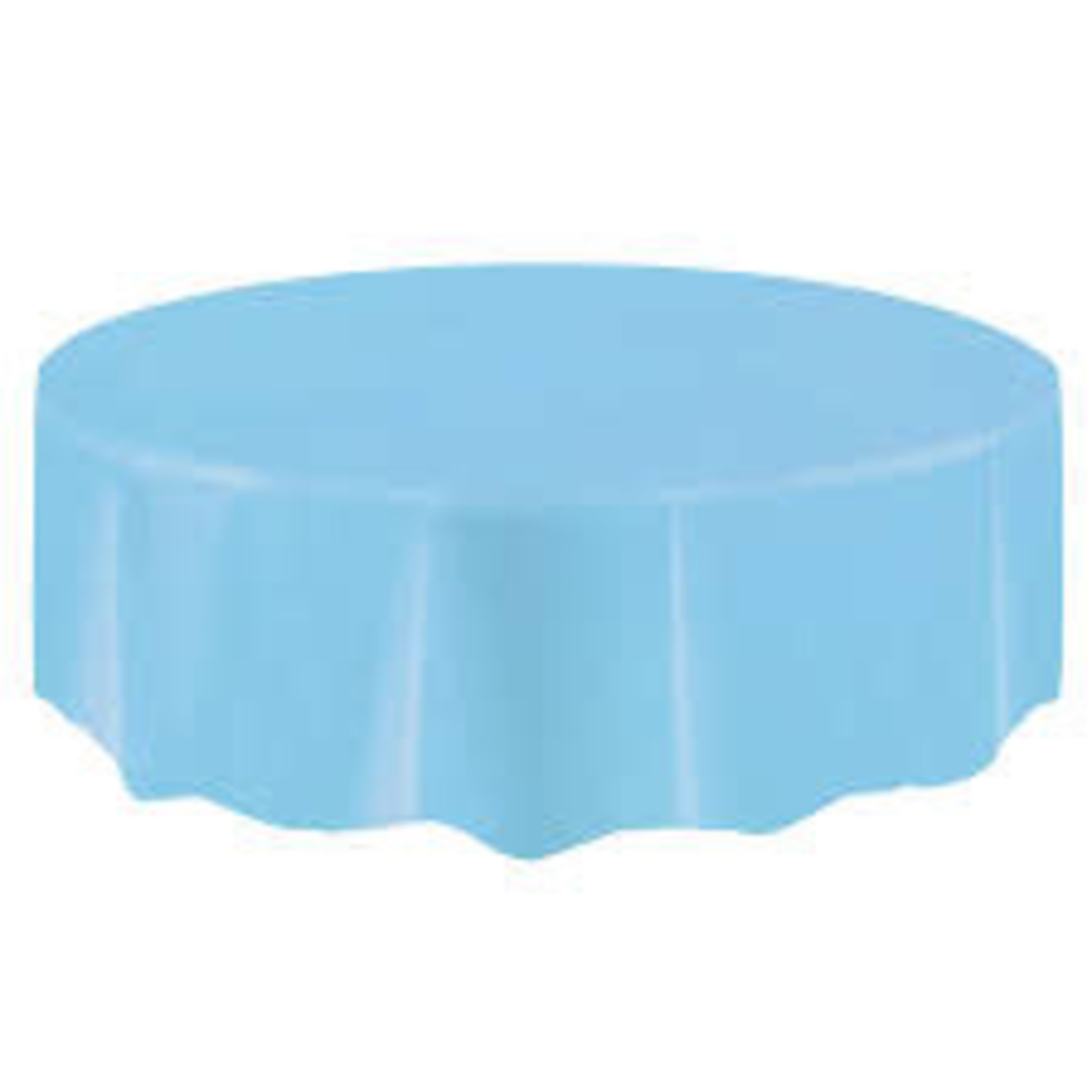 Light Blue Round 84" Plastic Tablecover