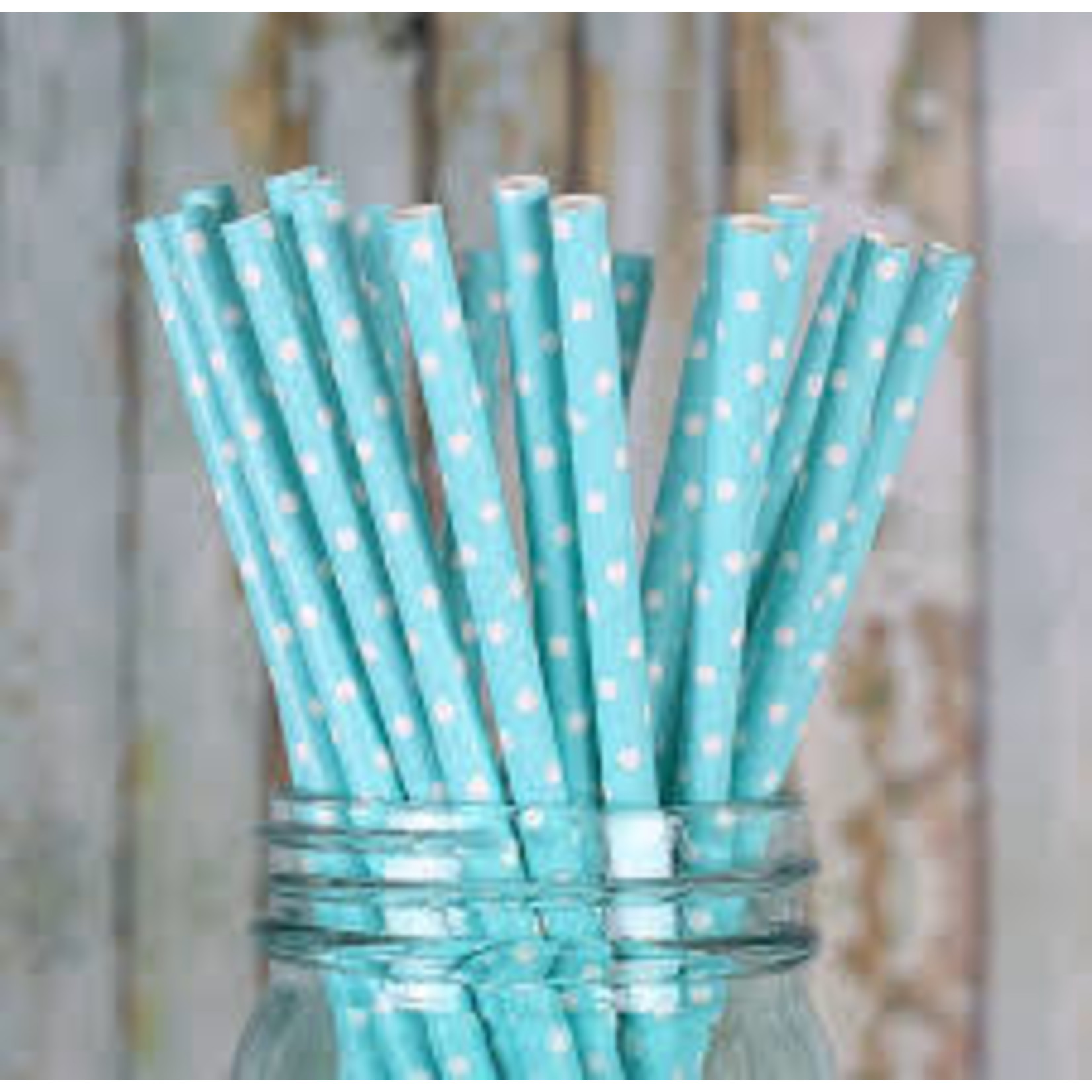 Light Blue Polka Dot Straws