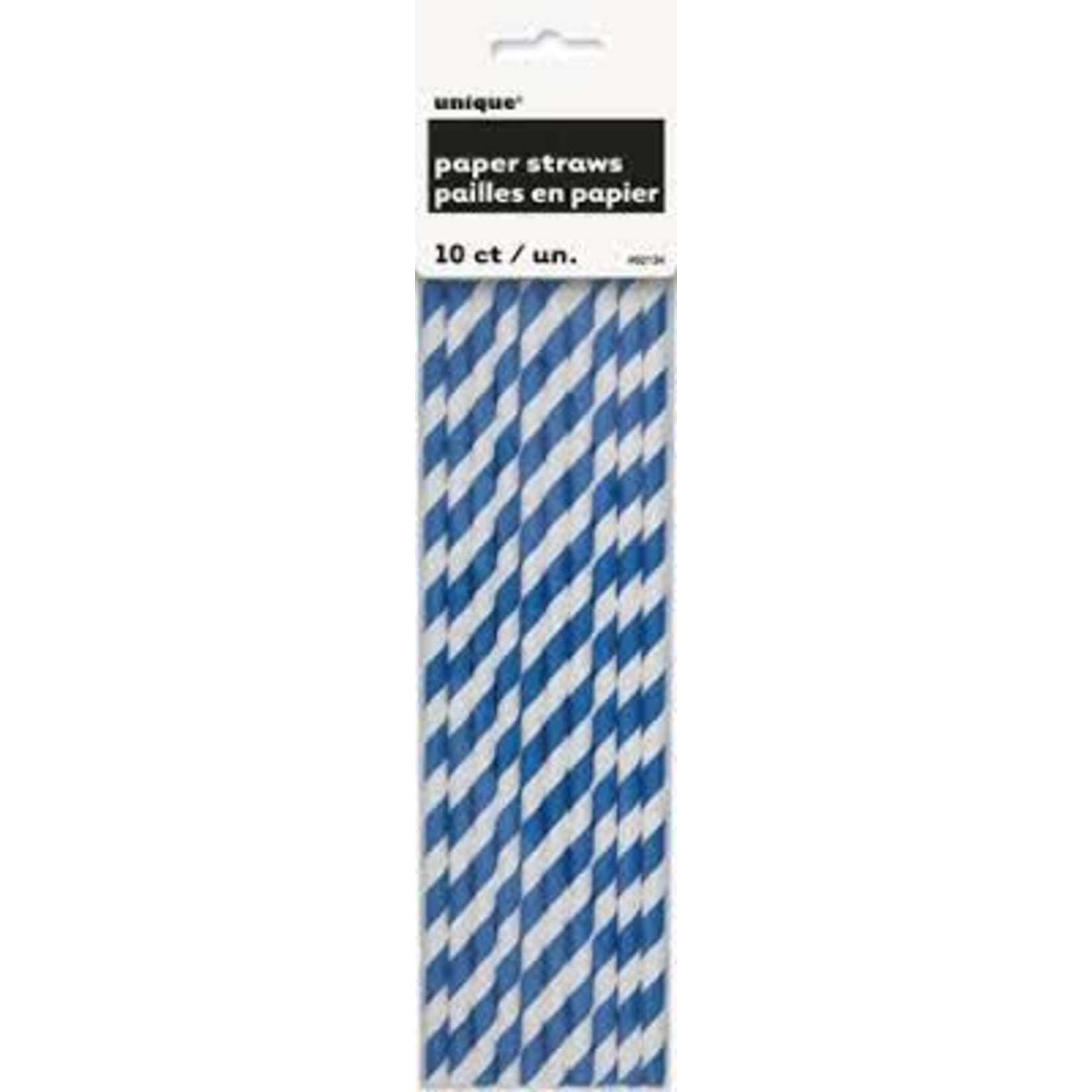 Royal Blue Stripes Straws 10ct