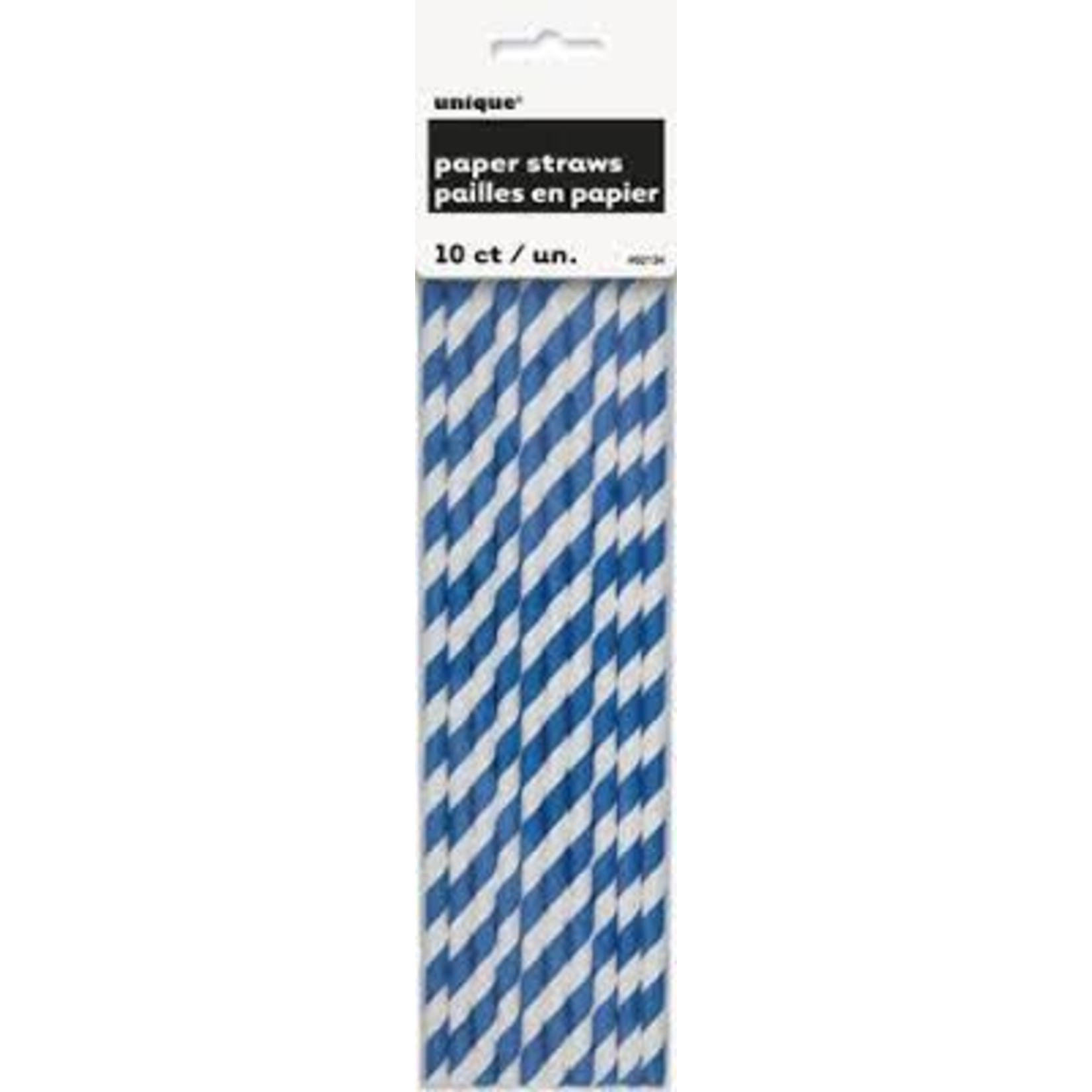 Royal BLue Stripe Straws 10ct