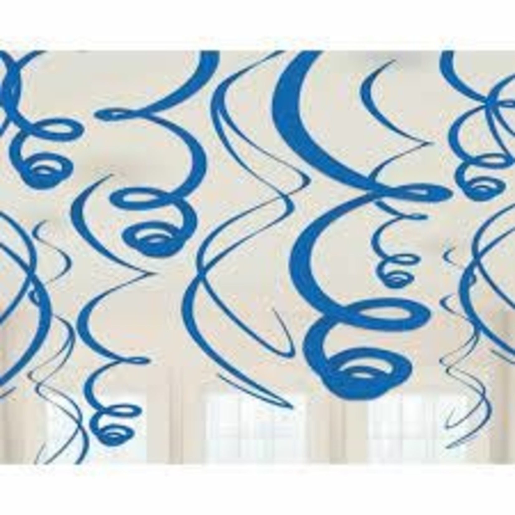 Bright Royal Blue Plastic Swirl Decorations