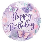 18" HBD Purple & Pink Butterfly Balloon