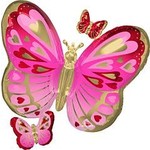38" Gold & Pink Butterfly Balloon