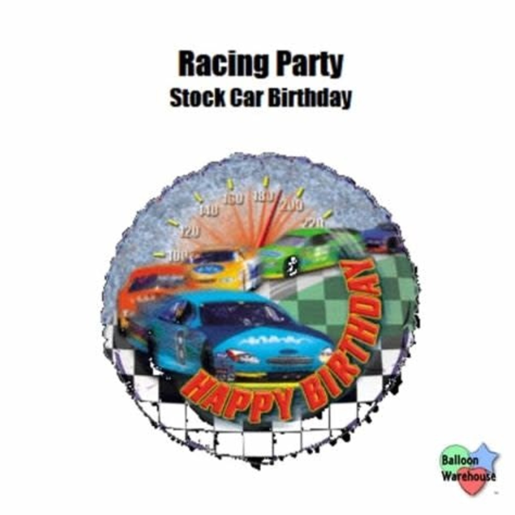 18" Happy Bday Racing Cars Balloon