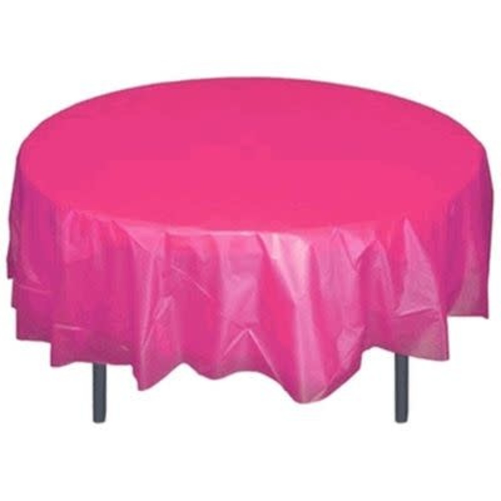 Hot Pink 84in Round Plastic  Table Cover
