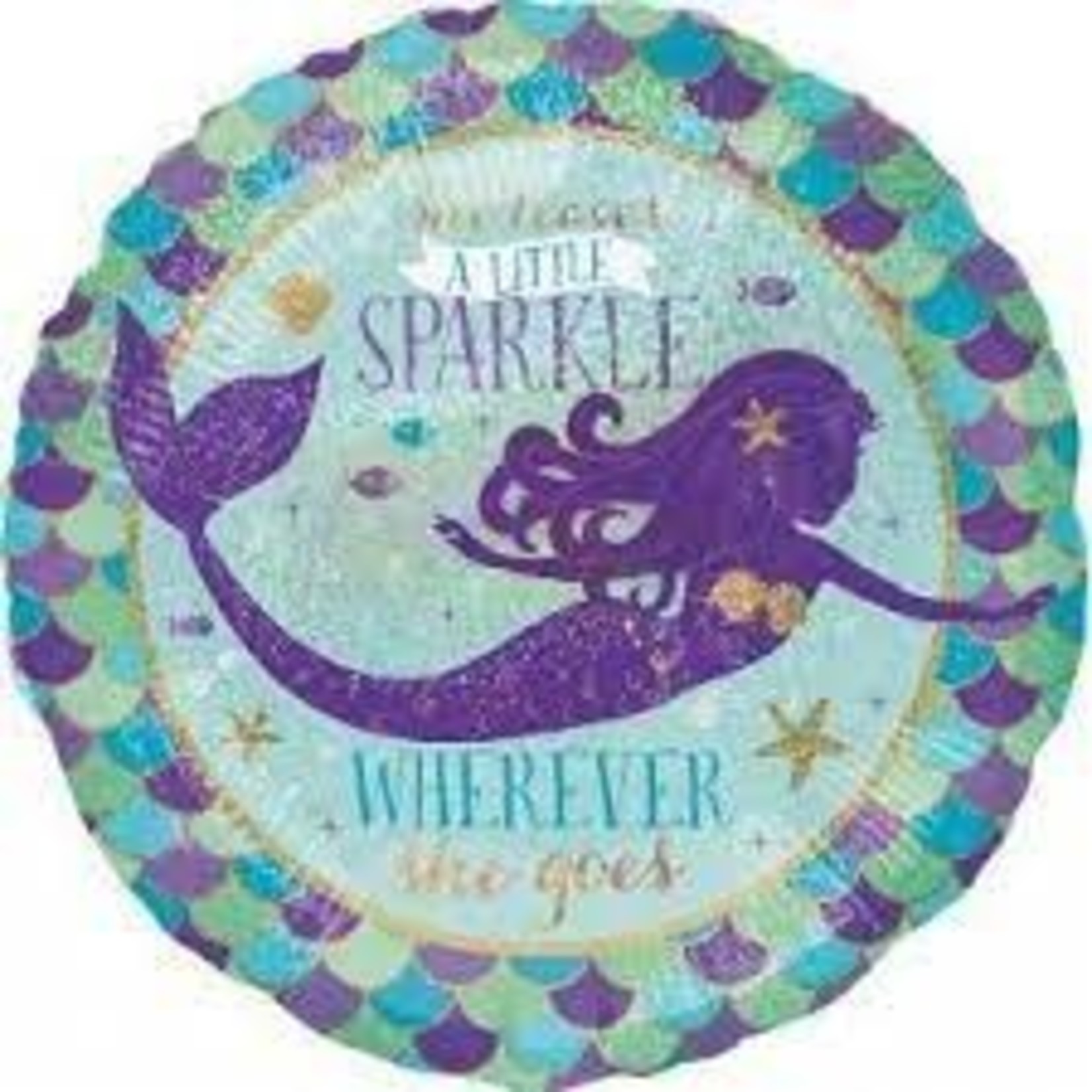 Anagram 18"She Leaves A Lil Sparkle Mermaid Balloon