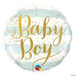 Qualatex 18" Gold Dots Baby Boy Balloon