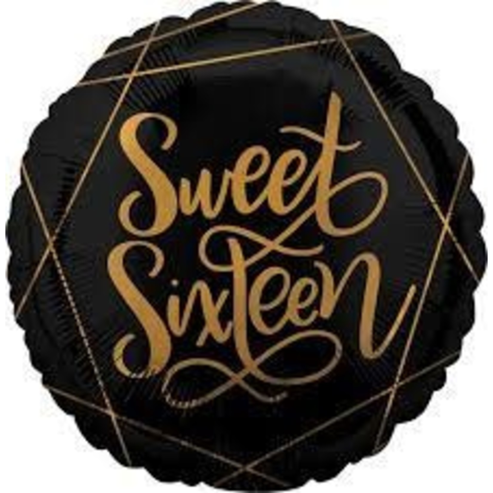 Anagram 18" Black & Gold Sweet Sixteen Balloon