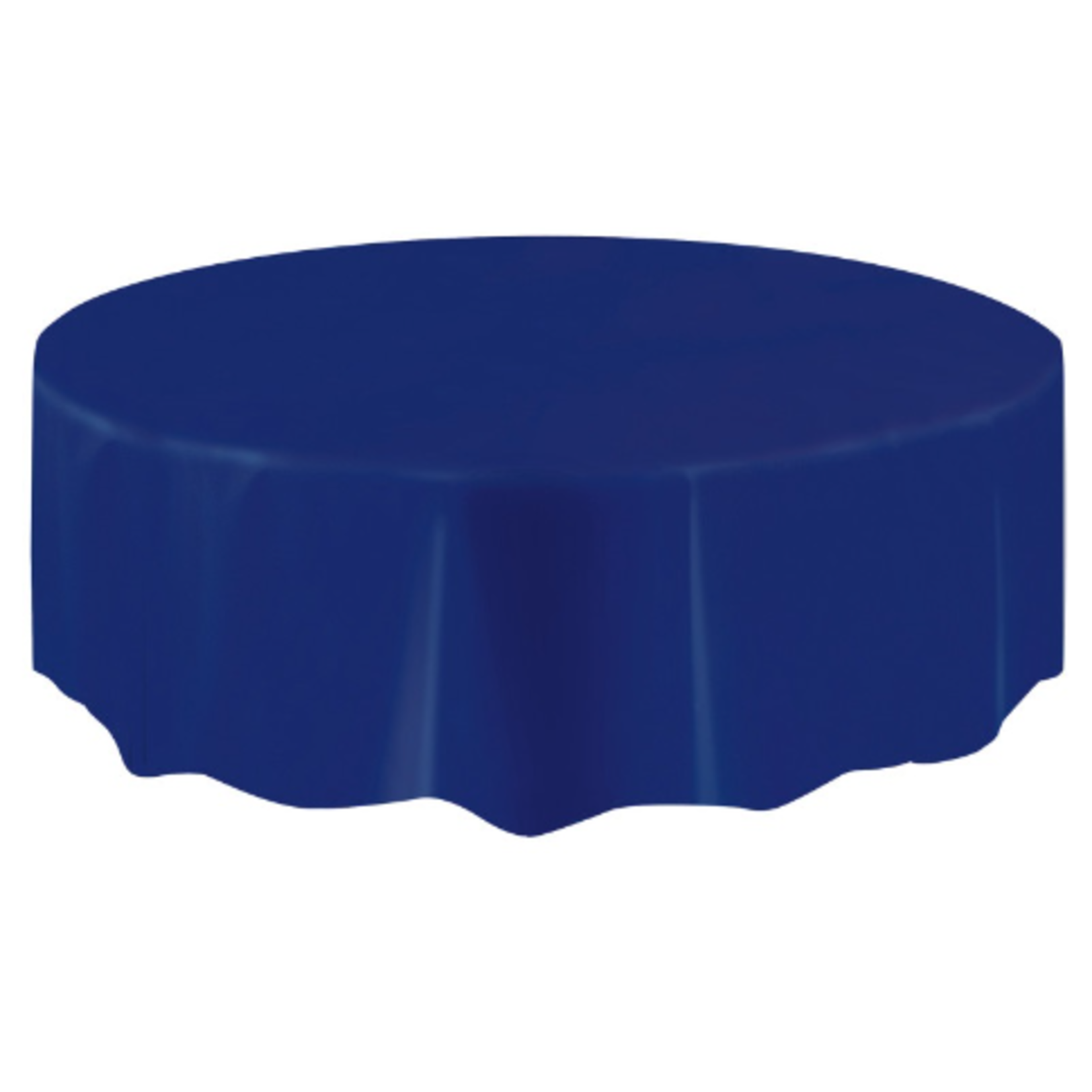 True Navy Blue Solid Round Plastic Table Cover  84"