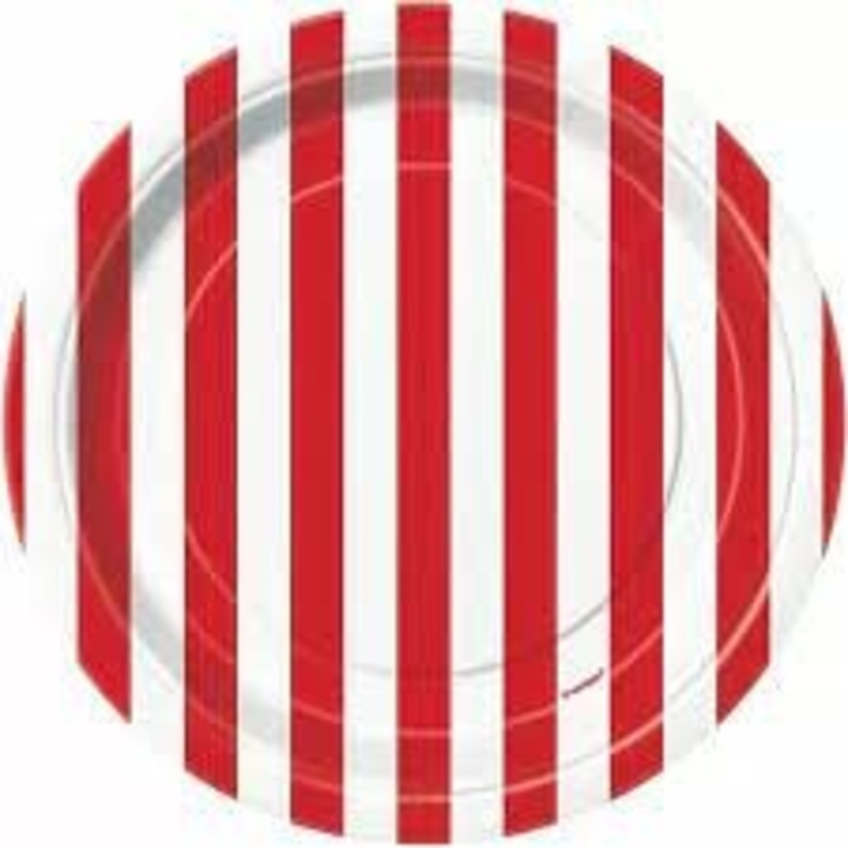 7" Red & White Stripe Plates 8ct