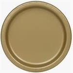 Gold Solid Round 7" Dessert Plates  20ct