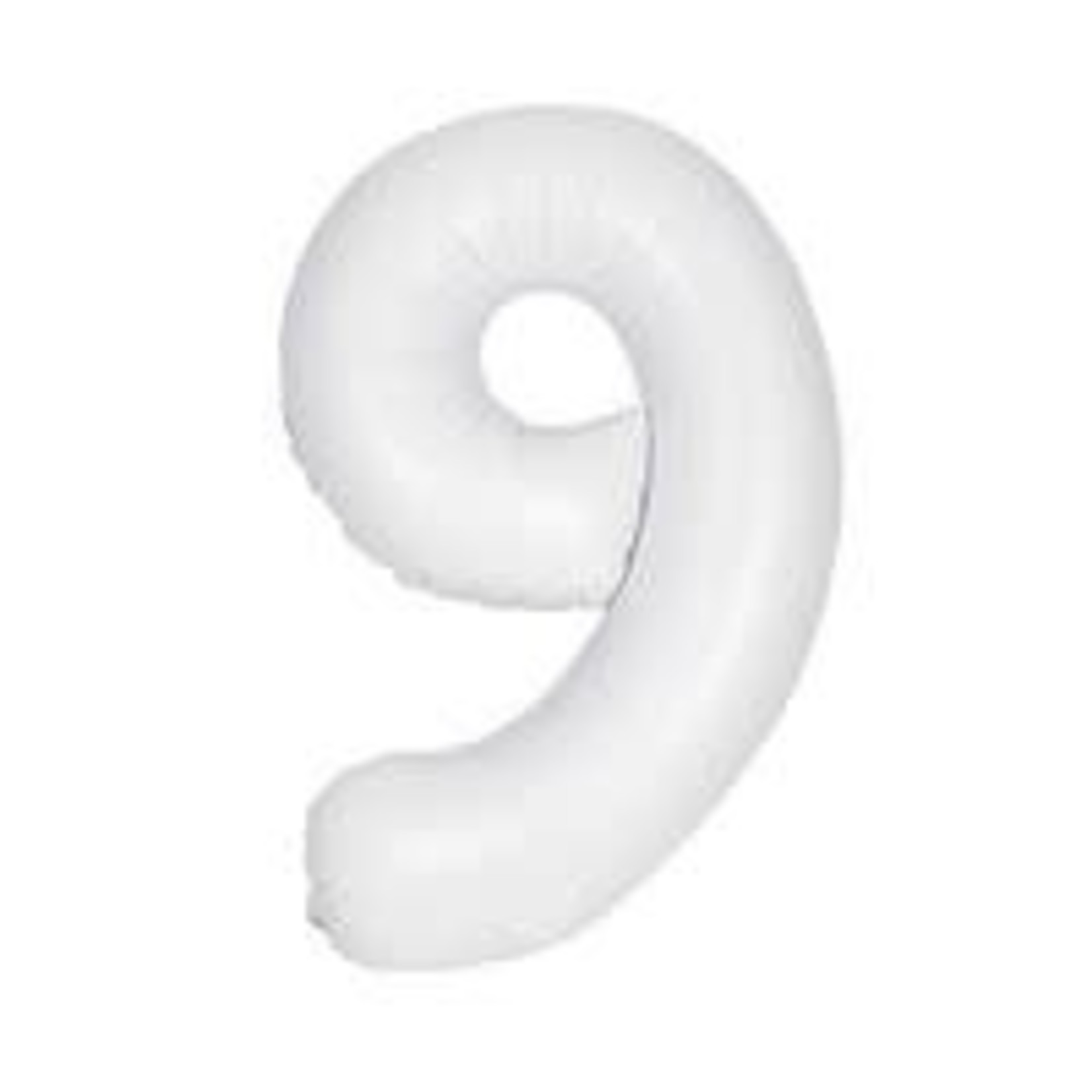 Matte White Number 9 Shaped Foil Balloon 34" Packaged