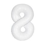 Matte White Number 8 Shaped Foil Balloon 34"  Packaged