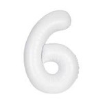 Matte White Number 6 Shaped Foil Balloon 34"  Packaged
