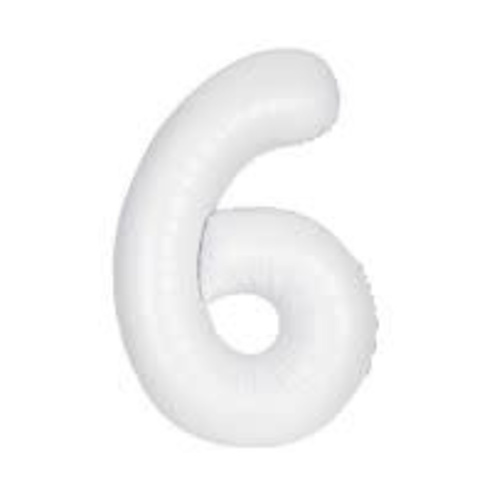 Matte White Number 6 Shaped Foil Balloon 34"  Packaged