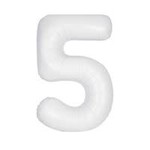 Matte White Number 5 Shaped Foil Balloon 34"  Packaged