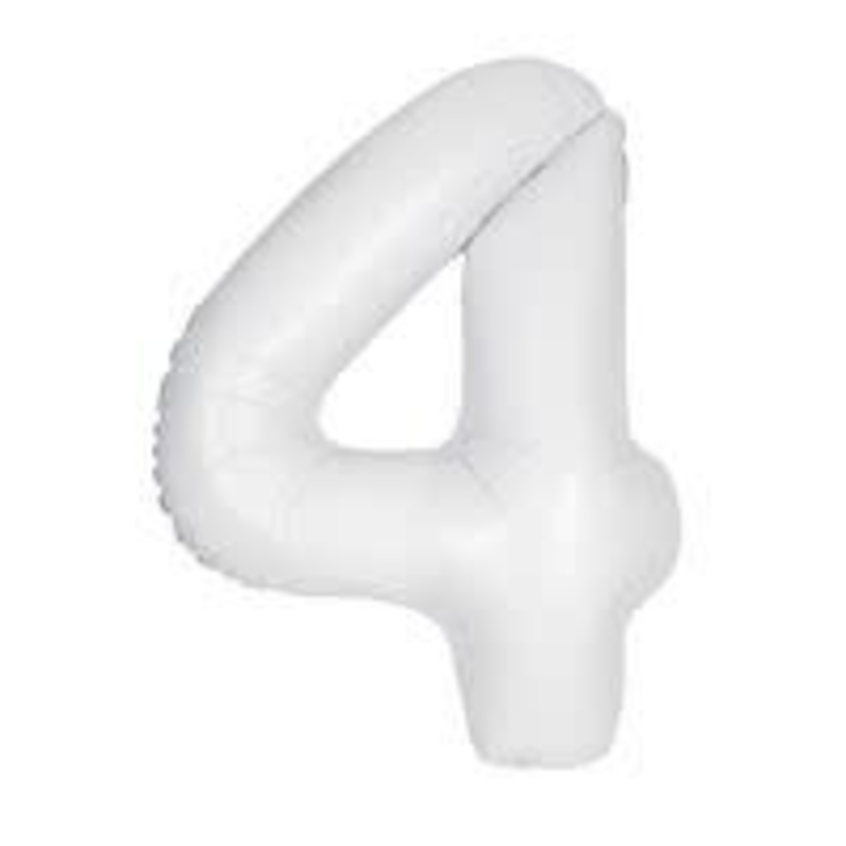 Matte White Number 4 Shaped Foil Balloon 34"  Packaged